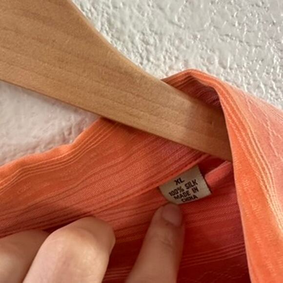 Tommy Bahamas Silk Orange Button Up Dress Shirt Size XL - Picture 5 of 5